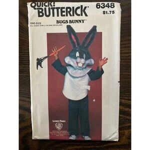 NEW Bugs Bunny Butterick 6348 Sewing Pattern UNCUT Loony Tunes Kids Size S-M-L